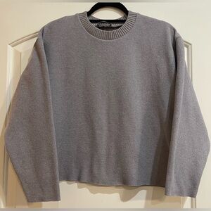 Zara Oversized Short Crew Sweater in Gray.  Size Medium